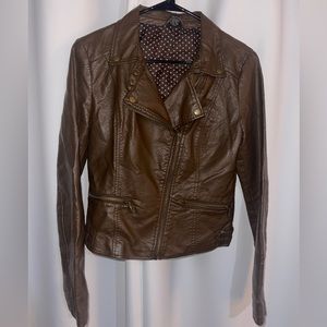 Brown Faux Leather Jacket